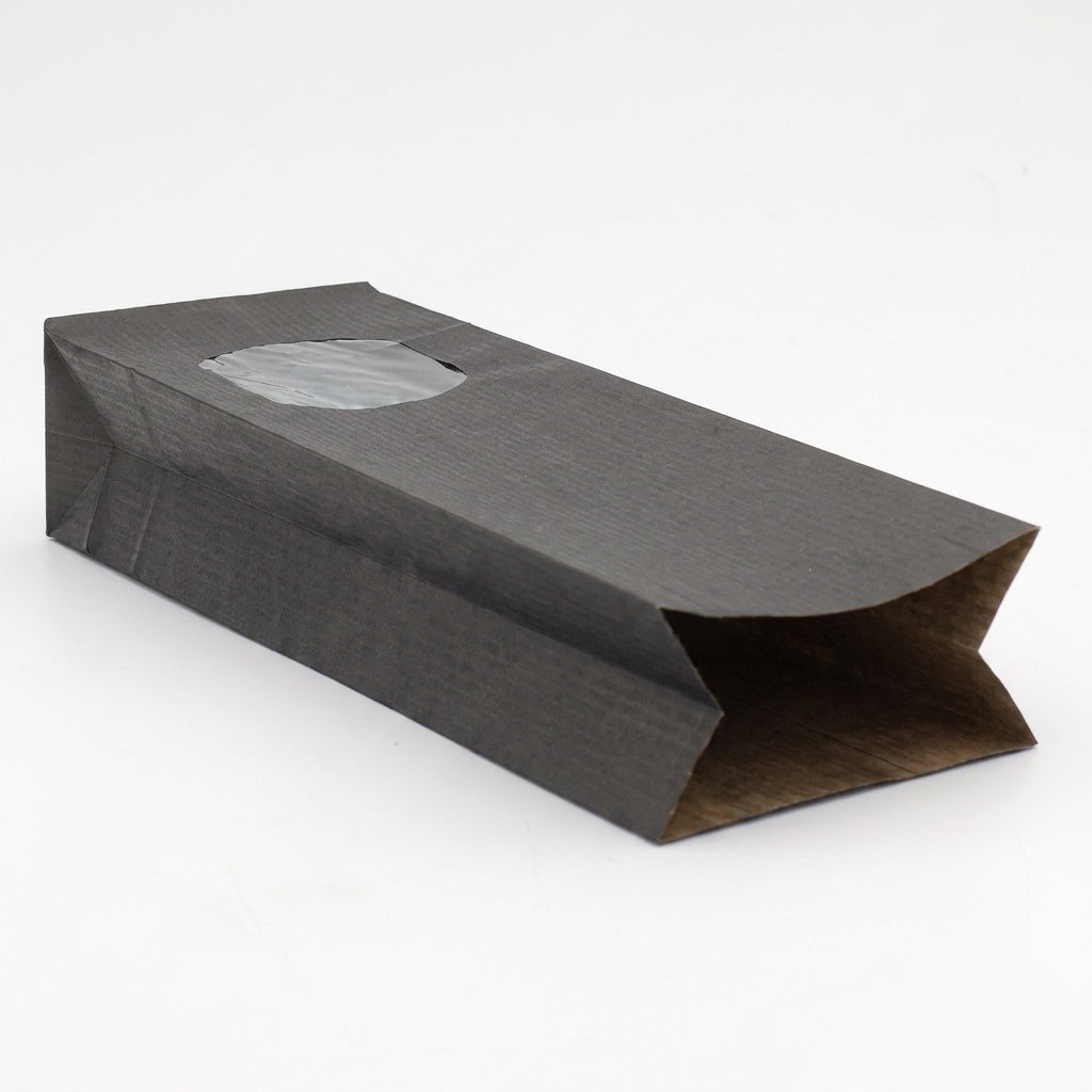 Blockbodenbeutel Kraftpapier schwarz Fenster