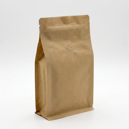 Flachbodenbeutel kraftbraun Zipper & Aromaventil