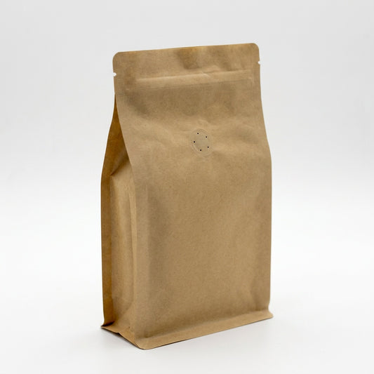 Flachbodenbeutel kraftbraun Zipper & Aromaventil