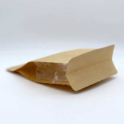 Flachbodenbeutel kraftbraun/transparent Zipper